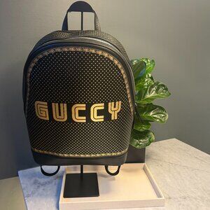 Gucci Black Leather "GUCCY" Sega Backpack